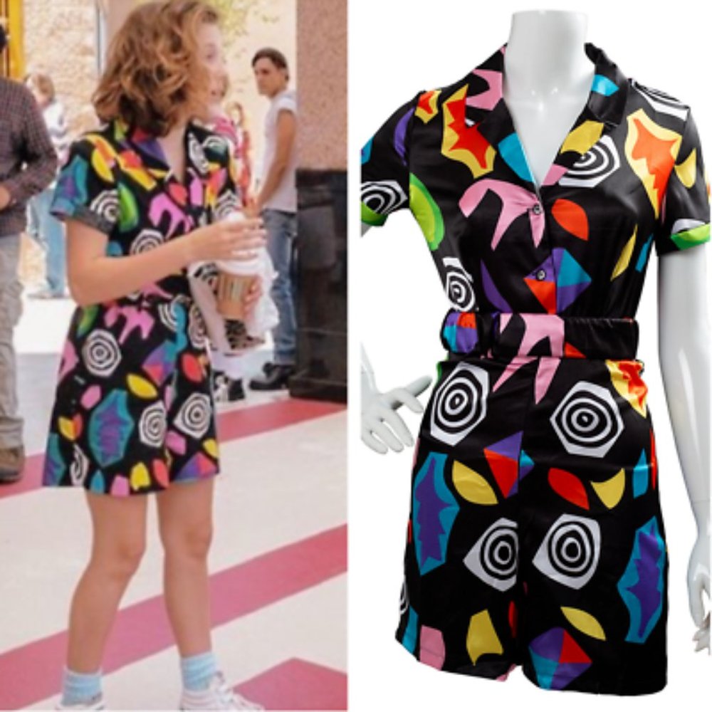 Stranger Things Eleven Costume 1980s Black Romper